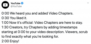 chapitres vidéos youtube