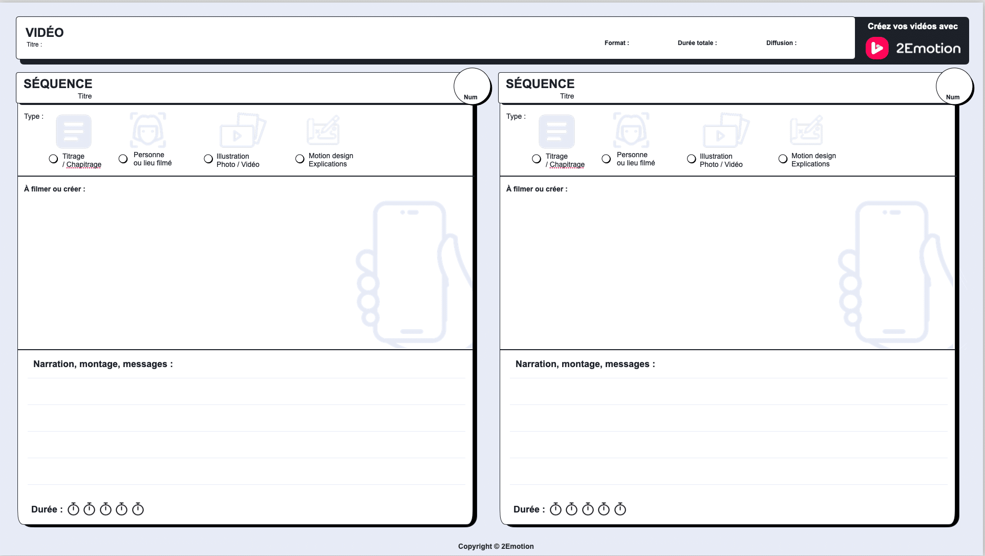 Modèle storyboard vidéo